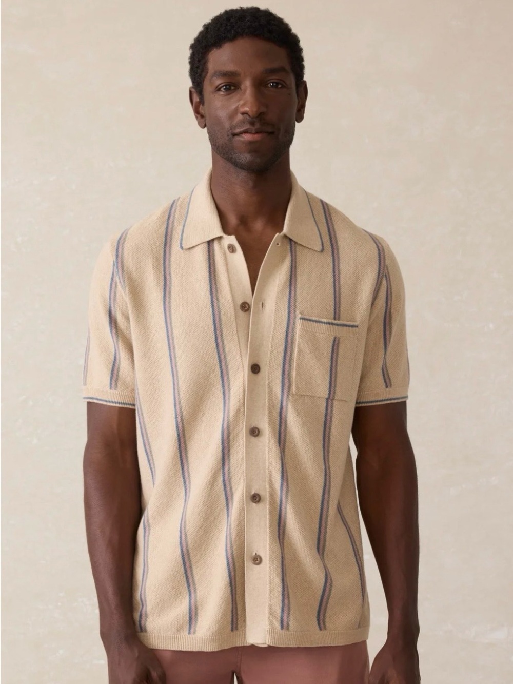 FAHERTY Men’s Sweater Short-Sleeve Button-Down Shirt | Cotton Cashmere XXL